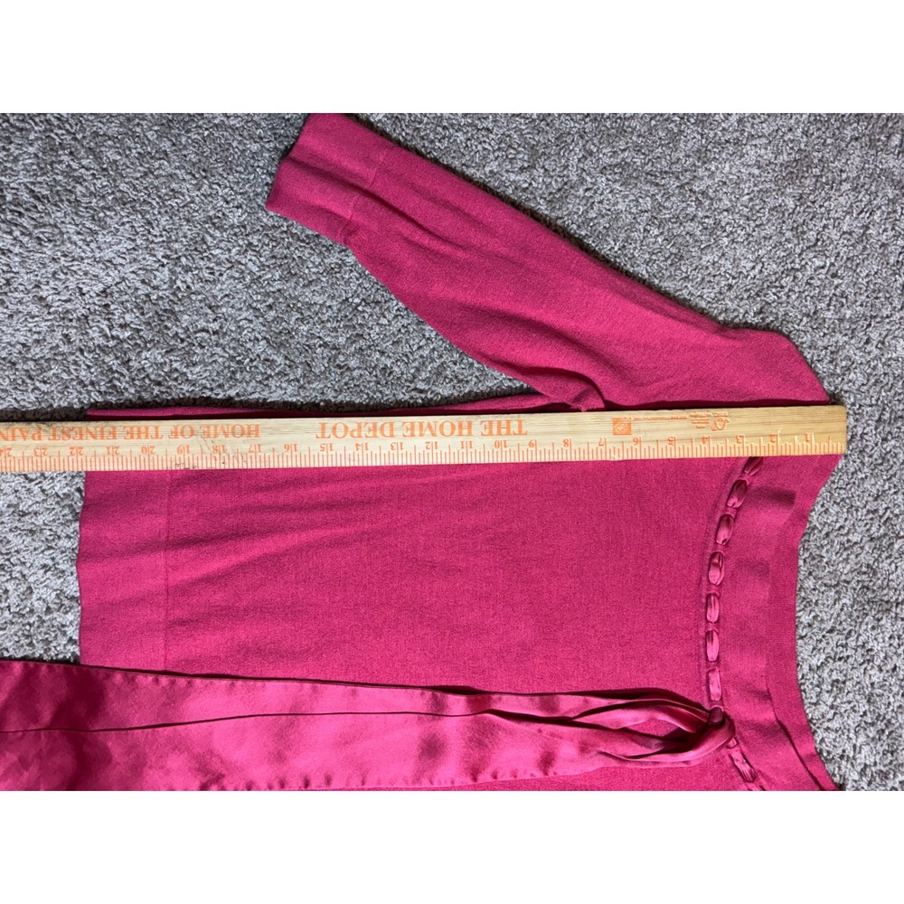 Express Pink Silk Blend Boat Neck Sweater Satin Ribbon Tie 3/4 Sleeve Small Y2K - Picture 5 of 8